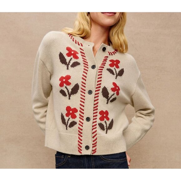Rails Sweaters - Rails Mavie Cardigan Womens XL Floral Heritage Vintage Contemporary Wool Cottage